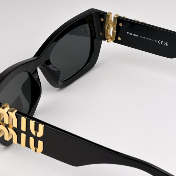 Miu Miu MU09WS 1AB5S0 BRAND NEW Sunglasses Black Grey Cat Eye Women